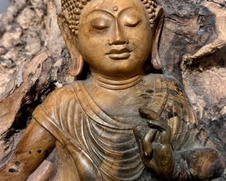 Beautiful and carved Buddha hibiscus root