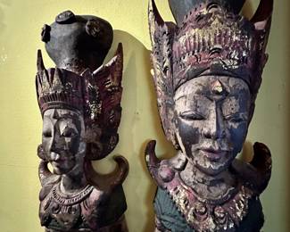 Large Indonesian wood carving Ram & Sita 