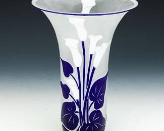Art Glass Multicolor Double Cased Vase, Attr. Christian Dior