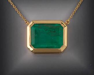 18K Gold and Columbian Emerald Necklace