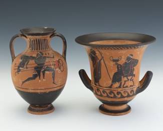 Two GreekStyle BlackFigure Vases, after Antiquity