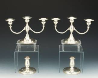 Two Pairs of Sterling Silver Candleholders
