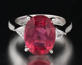 Pink Tourmaline and White 14K Gold Ring
