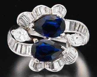 Platinum Sapphire and Diamond Ring