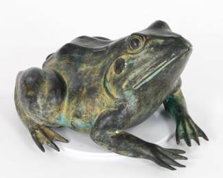 Large Verdigris Patinated Bronze Frog Sculptural Fountain