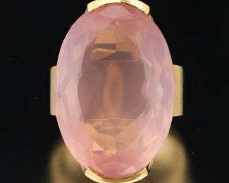 18K Gold and Oversized Mystique Rose Quartz Ring