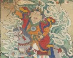 Tibetan Thangka of King Gesar of Ling Riding a Horse