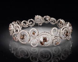 Edwardian Style 14K Chocolate and White Diamond Bracelet