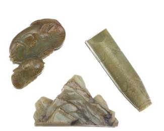 A Group of Three Carved Jade Ornaments