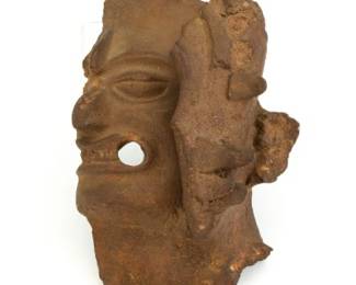 Aztec Style Pottery Ceremonial Head Mask Fragment