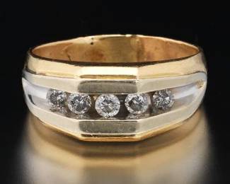 Gentlemens TwoTone Gold and Diamond Ring