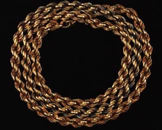 Classical 14K Gold Twisted Rope Chain Necklace