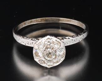 Ladies Art Deco Gold and Diamond Ring
