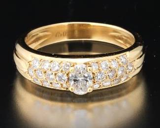 18K Yellow Gold and Diamond Band