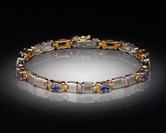 14K Tuotone Gold Tanzanite and Diamond Bracelet