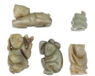 A Group of Five Carved Jade Ornaments