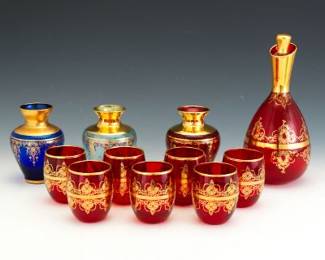 Murano Art Glass ElevenPiece Service by Ferro  Lazzarini