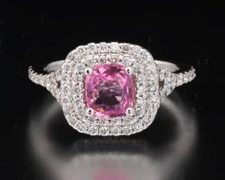 Ladies Gold, Pink Sapphire and Diamond Ring