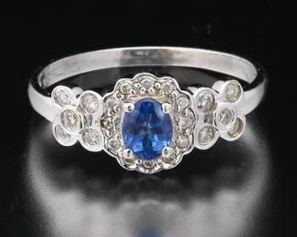 14K Delicate Tanzanite and White Gold Ring