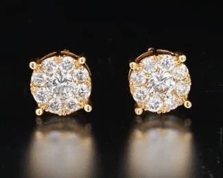 14K Diamond Cluster Earrings