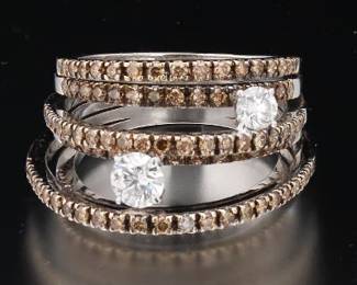 14K Chocolate and White Diamond Ring