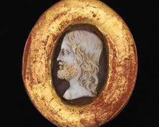 Carved Cameo Portrait in Giltwood Mount
