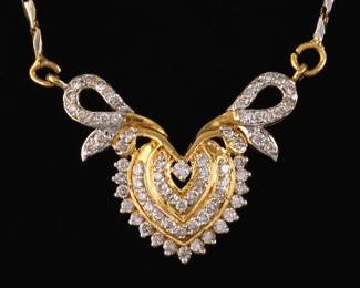 Ladies TwoTone Gold and Diamond Necklace