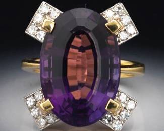 H. Stern 18K and Platinum Amethyst Ring