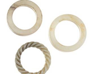 Three Carved Jade Baby Bracelets