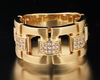 EFFY Gold and Diamond Square Link Band