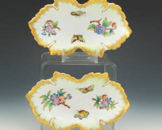 Pair of Herend Leaf Dishes