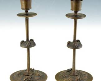 French Bronze Aesthetic Movement Candlesticks
