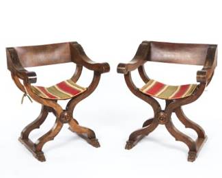 Pair of Curuleform Armchairs