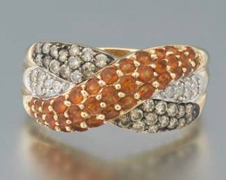 Ladies Good, Diamond and Amber Citrine Ring
