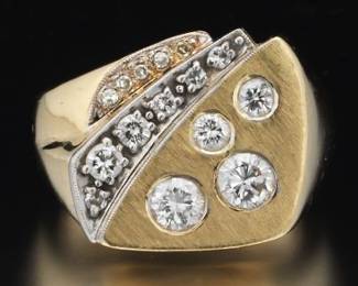 Mens 14K and Diamond Ring