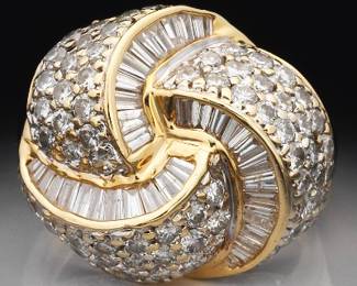 Ladies Vintage Gold and Diamond Love Knot Ring