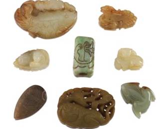Chinese Eight Carved Jade Ornaments