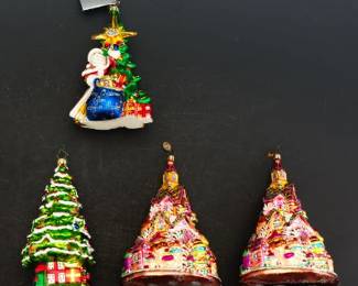 Four Christopher Radko Novelty Christmas Ornaments