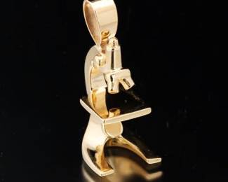 Novelty 3D Solid Gold Microscope Pendant
