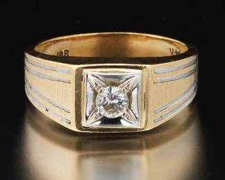 Ladies Gold and Solitaire Diamond Ring