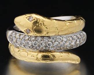 Hellmuth Gold Serpent Ring with Diamonds