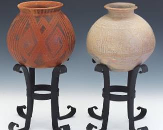Pair of PreColumbian Style Pottery Jars