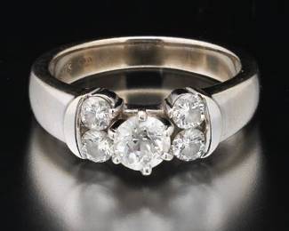 Solitaire Diamond and White 14K Gold Ring