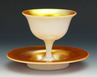 Steuben Gold Calcite Iridescent Sherbet Underplate