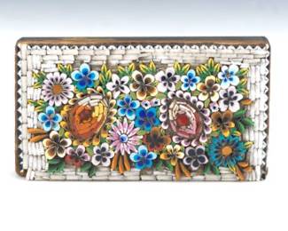 Antique Italian Relief MicroMosaic on Slate Plaque