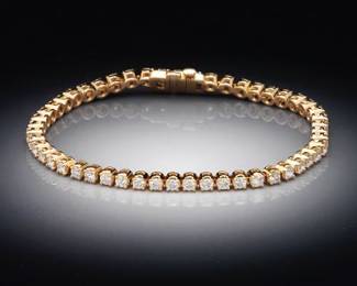 Ladies Gold and 3 Ct Lab Grown Diamonds Tennis Bracelet