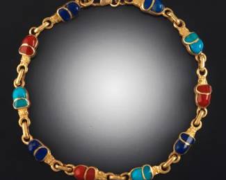14K MiddleEastern Bracelet With SemiPrecious Stones
