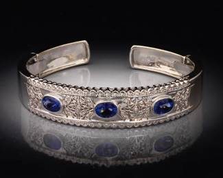 14K Tanzanite and Diamond Cuff Bracelet