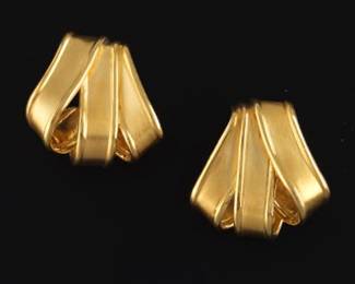 Angela Cummings Vintage Pair of 18K Gold Ribbon Earrings