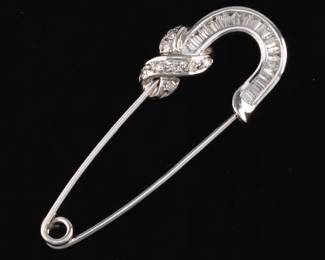 Victorian Style Gold and Diamond Safety Pin Brooch